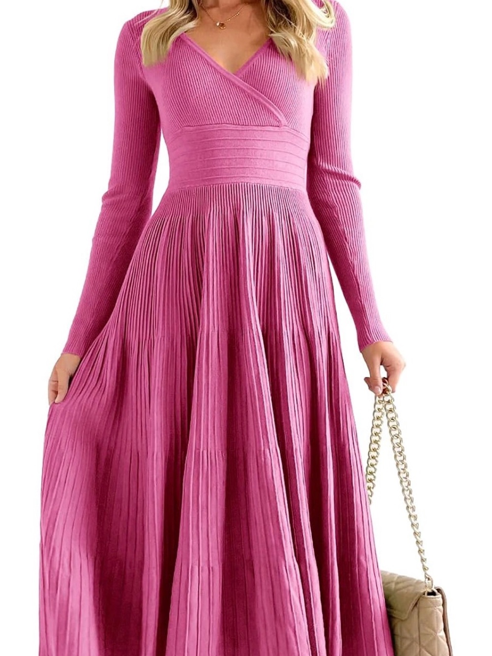 Saodimallsu Womens Long Sleeve Midi Sweater Dress